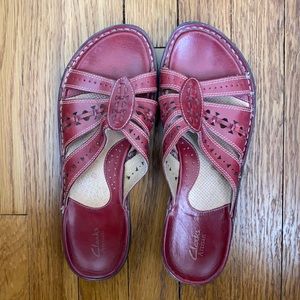 Clarks red sandals